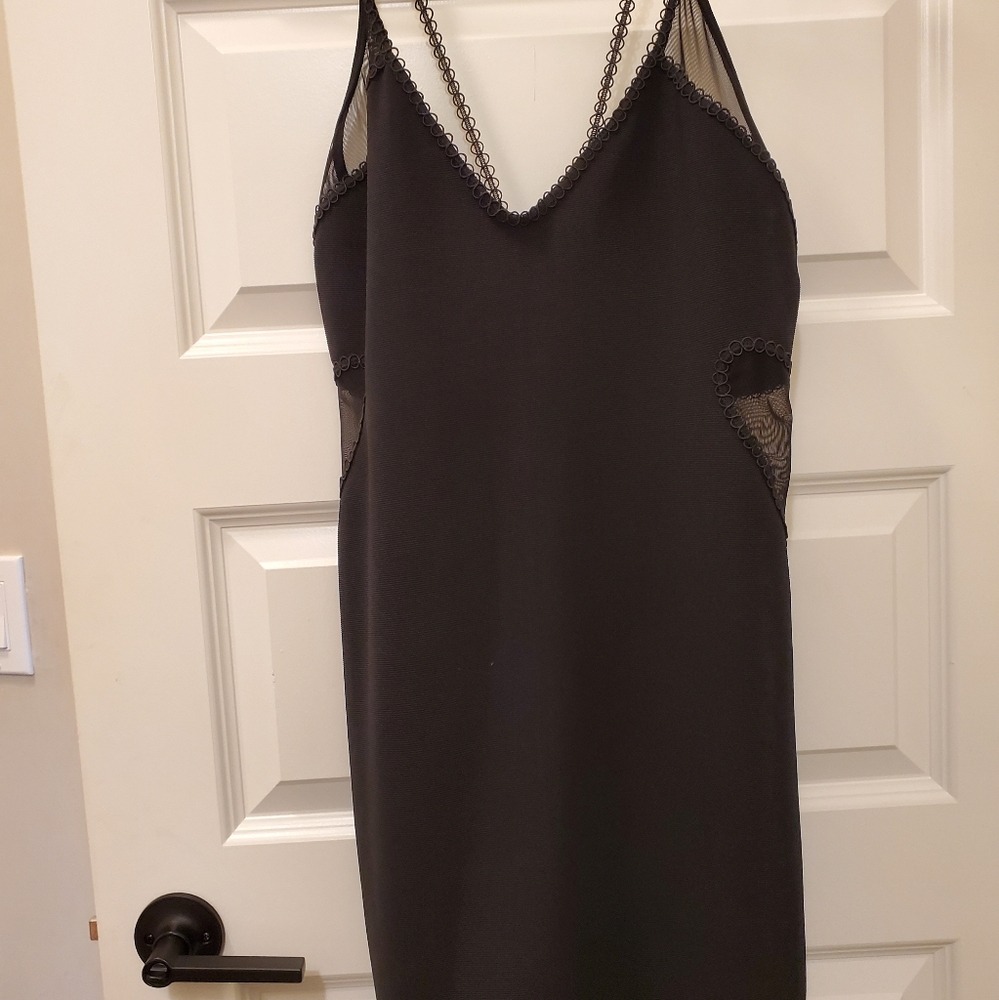 Black mesh panel dress